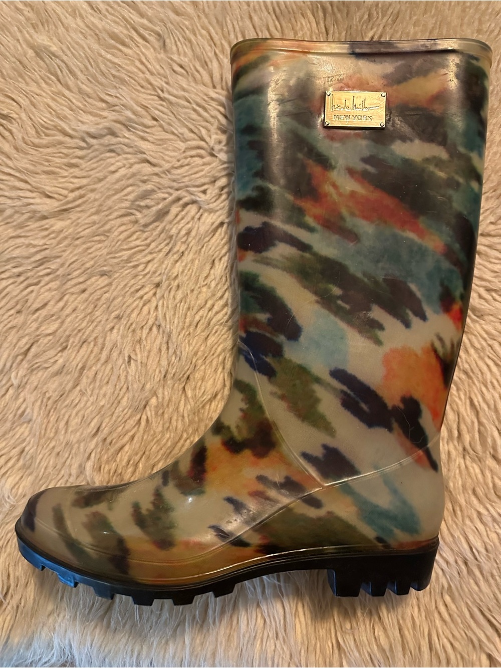 Nicole Miller Multicolor Abstract Print Rain Boot